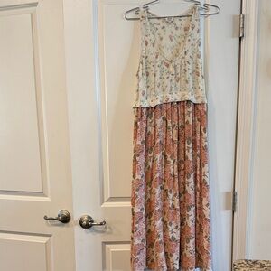 Wilfred Cream and Rose Pink Floral Tiered Maxi Sundress